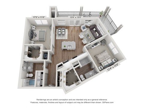 a 3d floor plan of a 2100 sq ft house